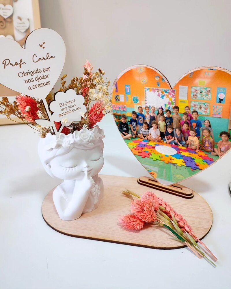 Boneca em Gesso perfumado e Coração com Foto