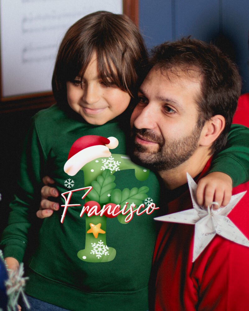 Camisola de Natal Inicial e nome