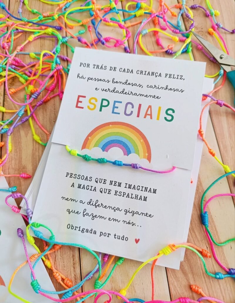 Pulseira 7 Nós Arco Iris com Dedicatória