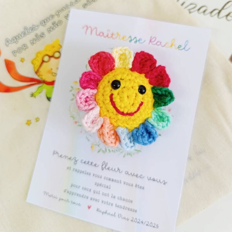Girassol colorido Crochet com Dedicatória - Image 2