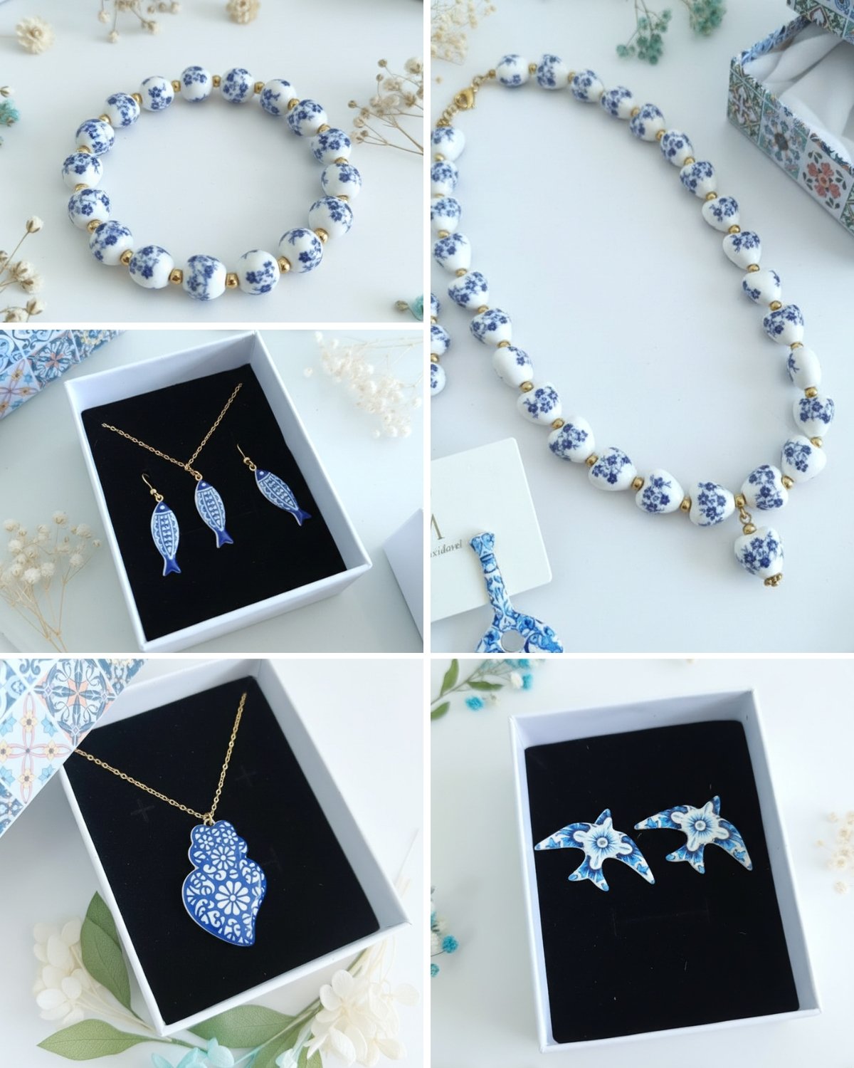 Conjunto Jóias em aço e cerâmica portuguesa Conjunto Jóias em aço e cerâmica portuguesa