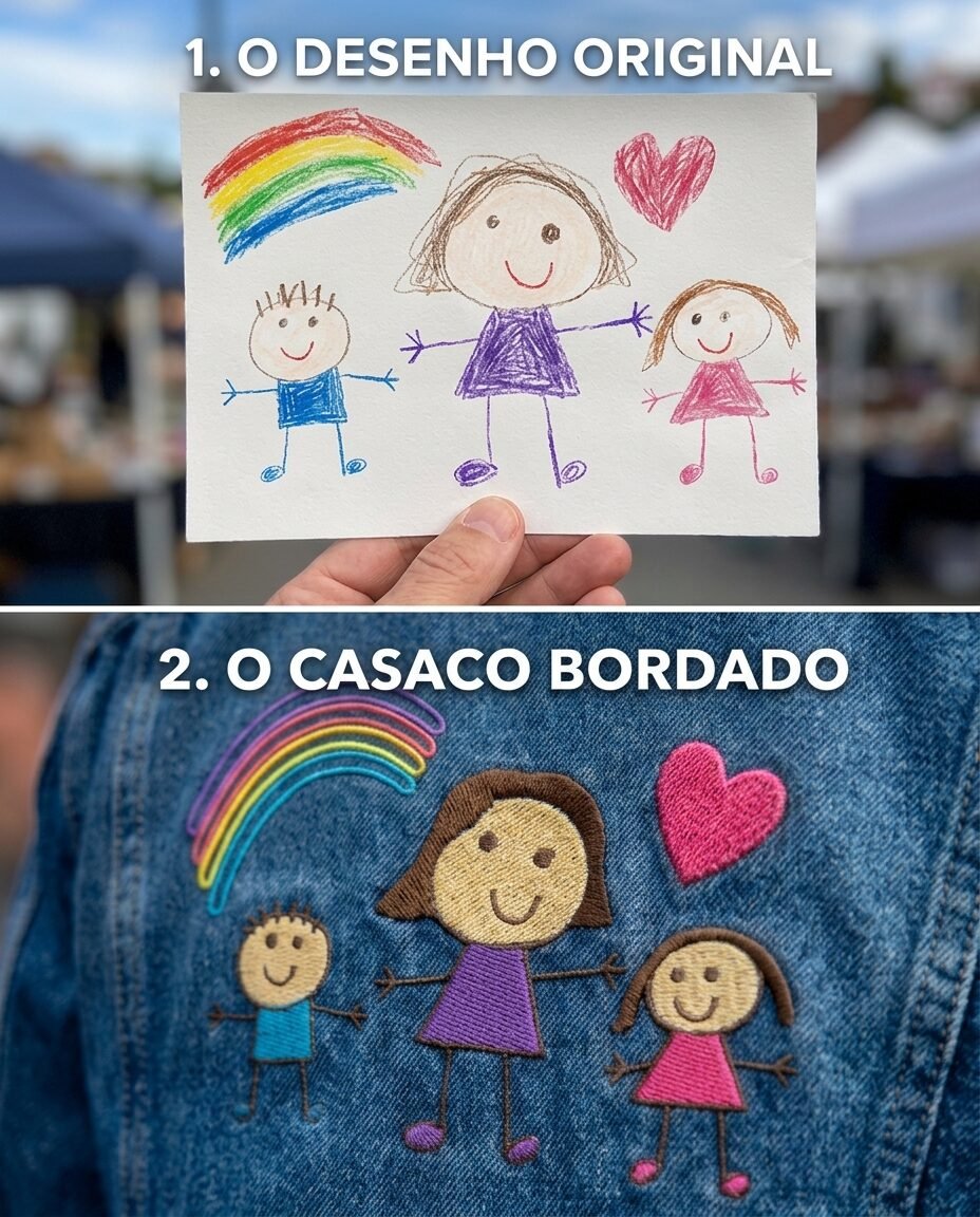 Casaco de Ganga com desenho bordado Casaco de Ganga com desenho bordado - Image 3